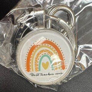 Best Teacher Ever Rainbow Key Holder - Silver